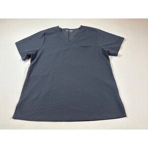 Mandala Equa-Tek Gray V-Neck Short Sleeve Scrub Top Size L (LL287)